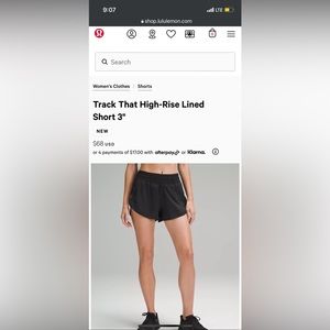 Black Lululemon High Rise Shorts